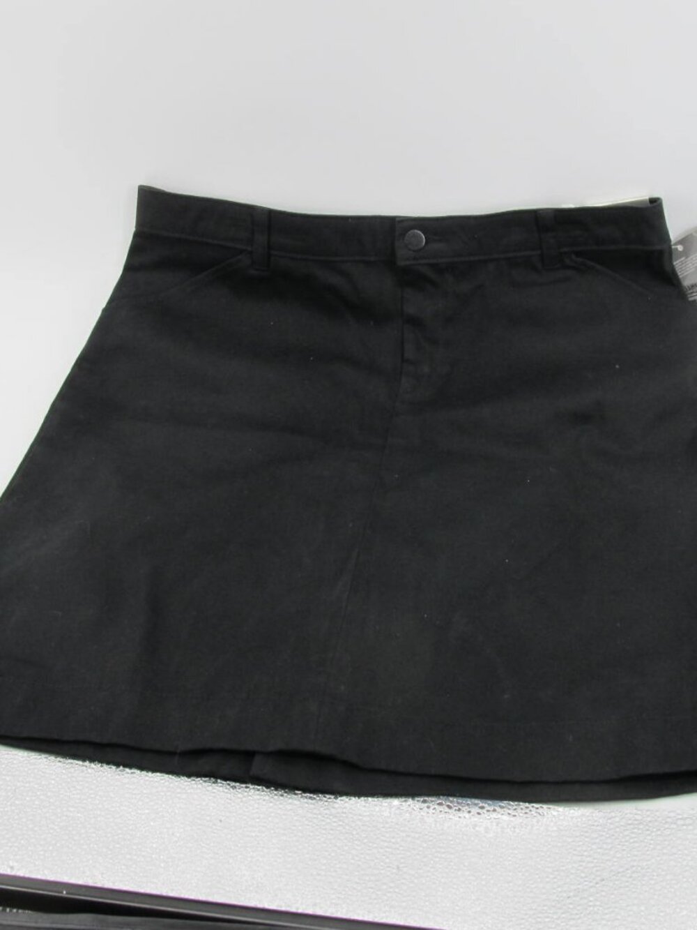 Dickies Women's Stretch Twill black Skirt Size 12 Pockets Logo str8 above knee